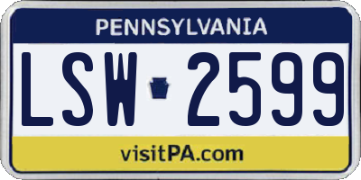 PA license plate LSW2599
