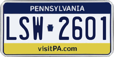 PA license plate LSW2601