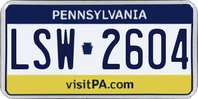 PA license plate LSW2604