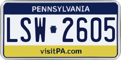 PA license plate LSW2605