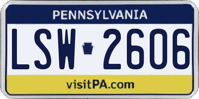 PA license plate LSW2606