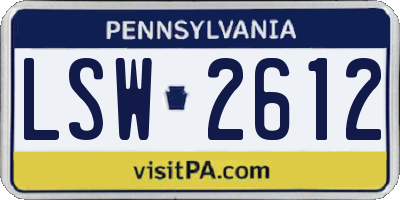 PA license plate LSW2612