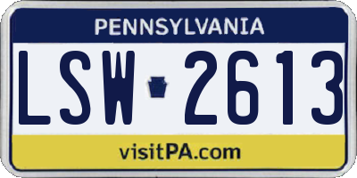 PA license plate LSW2613