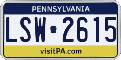 PA license plate LSW2615