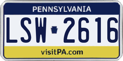 PA license plate LSW2616