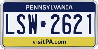 PA license plate LSW2621