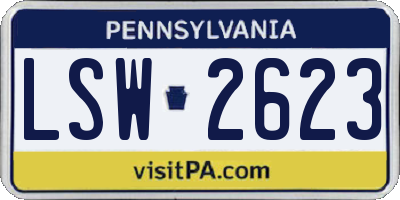 PA license plate LSW2623