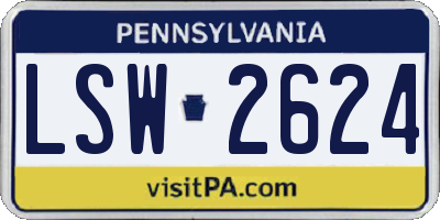 PA license plate LSW2624