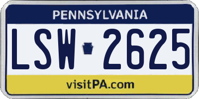 PA license plate LSW2625