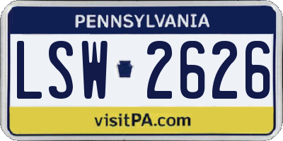 PA license plate LSW2626
