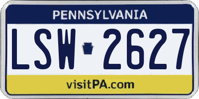 PA license plate LSW2627