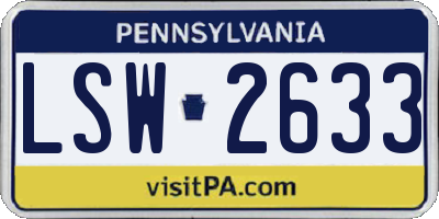PA license plate LSW2633