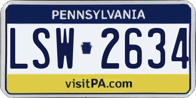 PA license plate LSW2634