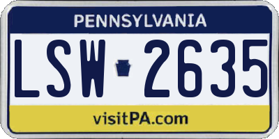 PA license plate LSW2635