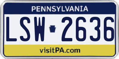 PA license plate LSW2636