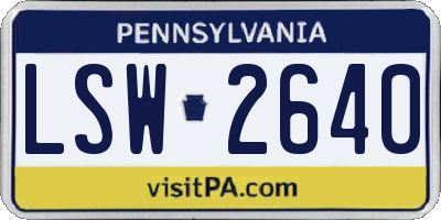 PA license plate LSW2640