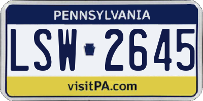 PA license plate LSW2645