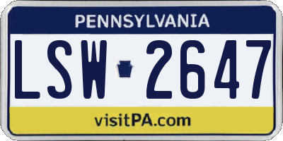 PA license plate LSW2647