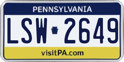 PA license plate LSW2649