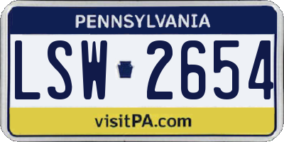 PA license plate LSW2654