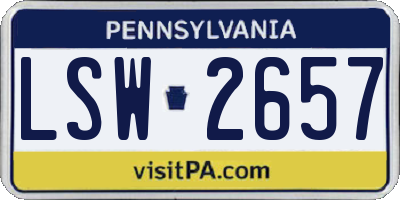 PA license plate LSW2657