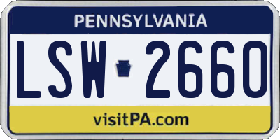 PA license plate LSW2660