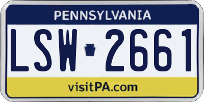 PA license plate LSW2661