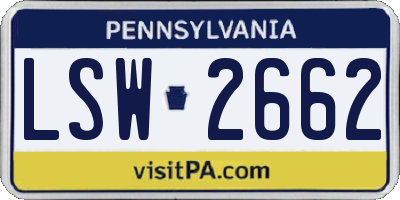 PA license plate LSW2662