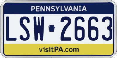 PA license plate LSW2663