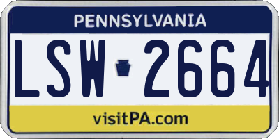 PA license plate LSW2664