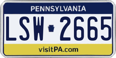PA license plate LSW2665