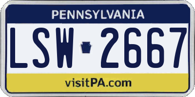 PA license plate LSW2667