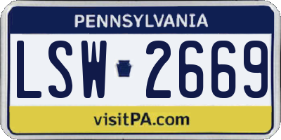 PA license plate LSW2669