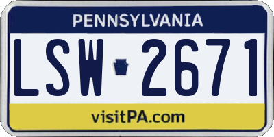 PA license plate LSW2671