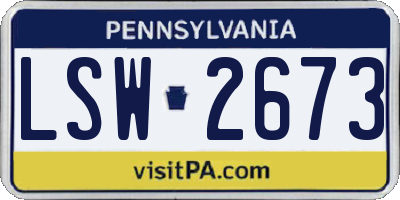 PA license plate LSW2673