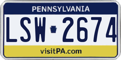 PA license plate LSW2674