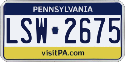 PA license plate LSW2675