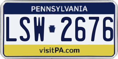 PA license plate LSW2676