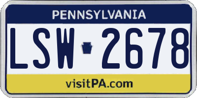 PA license plate LSW2678