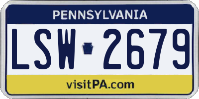 PA license plate LSW2679