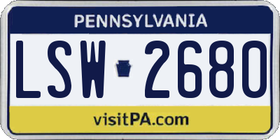 PA license plate LSW2680