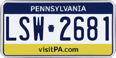 PA license plate LSW2681