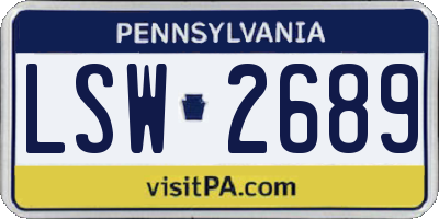 PA license plate LSW2689