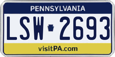 PA license plate LSW2693