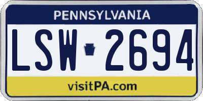 PA license plate LSW2694