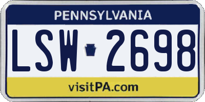 PA license plate LSW2698
