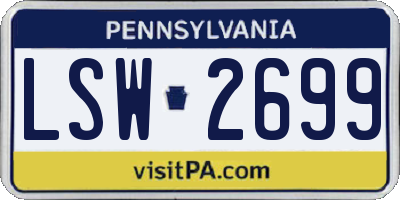 PA license plate LSW2699