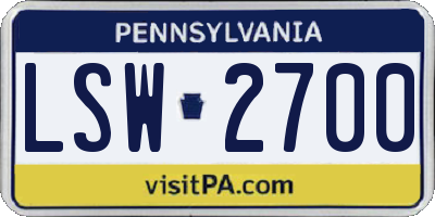 PA license plate LSW2700