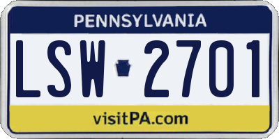 PA license plate LSW2701