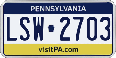 PA license plate LSW2703